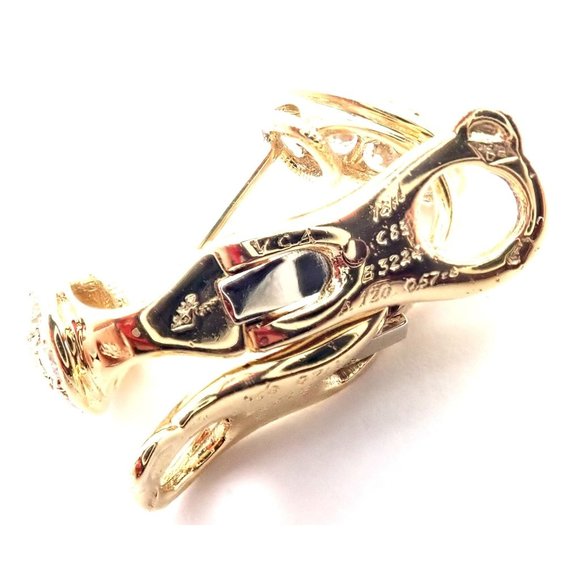 Rare! Van Cleef & Arpels 18k Yellow Gold Diamond MOP Door Knocker Earrings - Picture 8 of 10